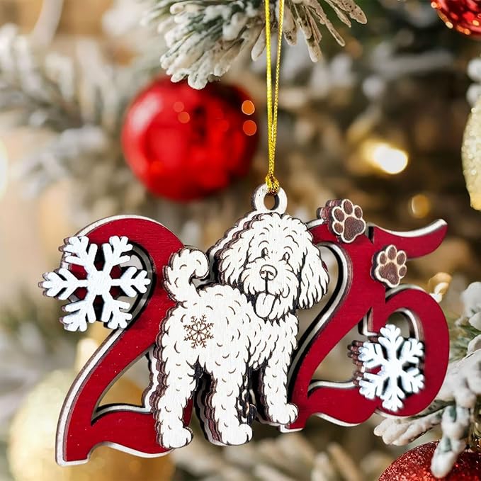 2025 Labradoodle Christmas Ornament – Wooden Dog Ornament for Tree, Cute Puppy Holiday Decoration, Personalized Pet Keepsake Gift for Women, Men, Kids, Dog Mom & Dad