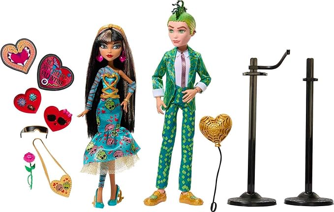 Monster High Howliday Love Edition Dolls, Cleo De Nile & Deuce Gorgon Collector 2-Pack with Valentine's Accessories & Displayable Packaging
