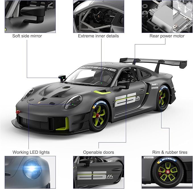 RASTAR RC Cars 1/14 Porsche 911 GT2 RS Clubsport 25 Remote Control Porsche Toy Car for Kids, Grey 2.4GHz