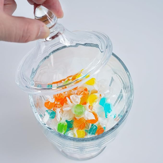 26oz Glass Decorative Candy Jars Clear Cookie Jar Storage Jar with Lid for Candy Buffet Wedding Decor Bathroom Storage Table Centerpiece