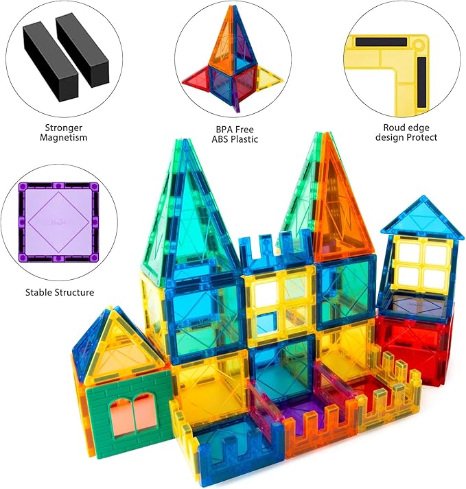 65-Piece Magnetic Building Blocks Set for Kids - Educational Construction Toys