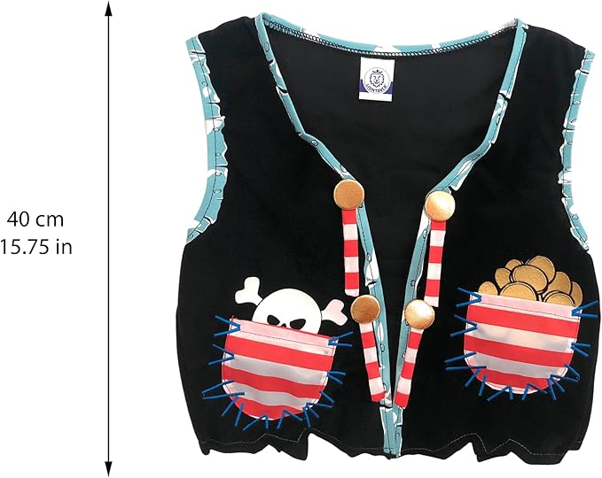 Liontouch - Pirate Vest - Captain Red Stripe | Age 3-8 Years - One Size Fits All | Pretend Play For Toddler Boys with Skull Motive | Dress Up, Fancy Dresses & Costumes For Kids Sailing the Caribbeans