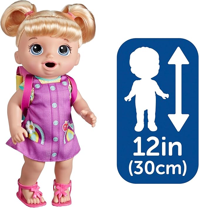 Baby Alive Time for School Baby Doll Set, 12 Inch, Back to School Toys for Girls & Boys, Blonde Hair, Preschool Gifts for Kids, Ages 3+ (Amazon Exclusive)