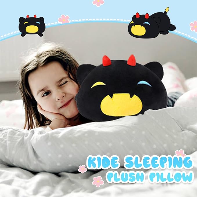 Black Cat Plush Pillow Cute Soft Pumpkin Cat Plush Toy Stuffed Animals Kitten Plushie Doll Great Gift for Kids and Adult Birthday Christmas Valentines, 12", Yellow