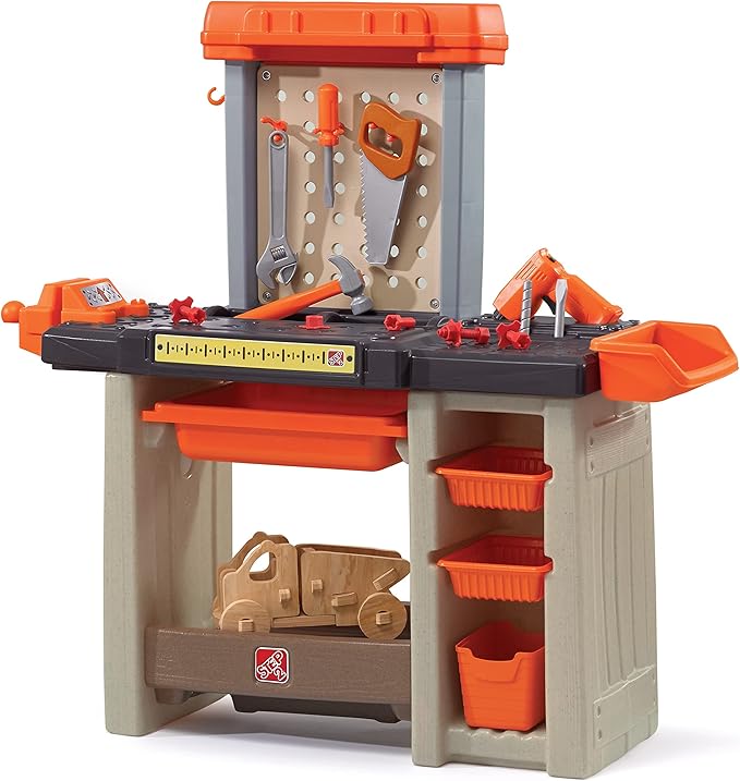 Step2 Handyman Kids Workbench, Indoor/Outdoor Tool Bench for Children, Interactive Play with Sounds, Made of Durable Plastic, Includes 35 Piece Toy Accessories, For Toddlers 3+ Years Old