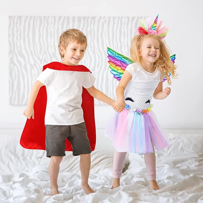 Girls Dress up Trunk Girls Pretend Play Costumes,12pcs Role Play Set with Supergirl Hero Costumes for Toddler Little Girls Ages 3 4 5 6 Years