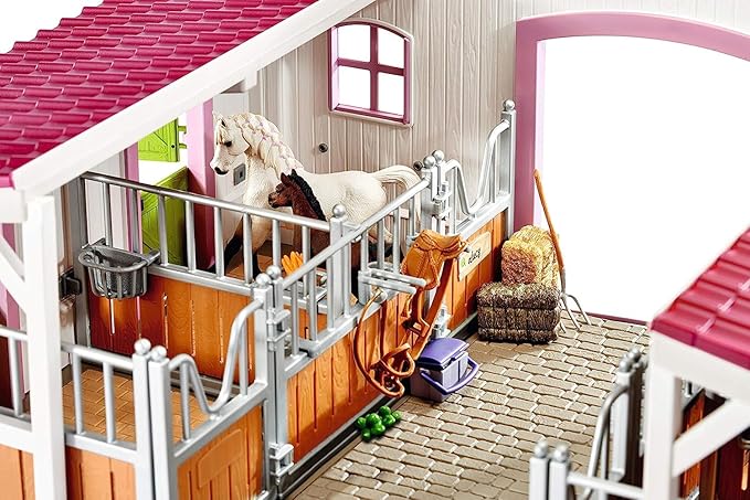 Schleich Horse Club - 97PC Riding Center Horse Toy Playset with Rider, 2 Horses, Barn and Farm Figurine Accessories for Girls and Boys - Interactive Play Figures - Realistic Kids Toys Ages 5+ - 42344
