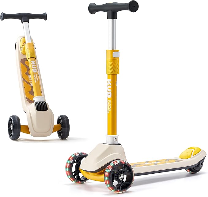 Kids Scooter, 3 LED Lighted Wheels, Any Height Adjustable Handlebar & Lean-to-Steer, Anti-Slip Deck, Easy-Fold Mechanism, Three-Wheel Scooter for Kids Ages 3-14