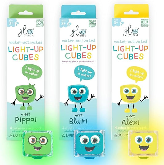 Glo Pals Water-Activated Light-Up Cubes Bundle for Sensory Play – 12 Pack (Extraordinary Earth)