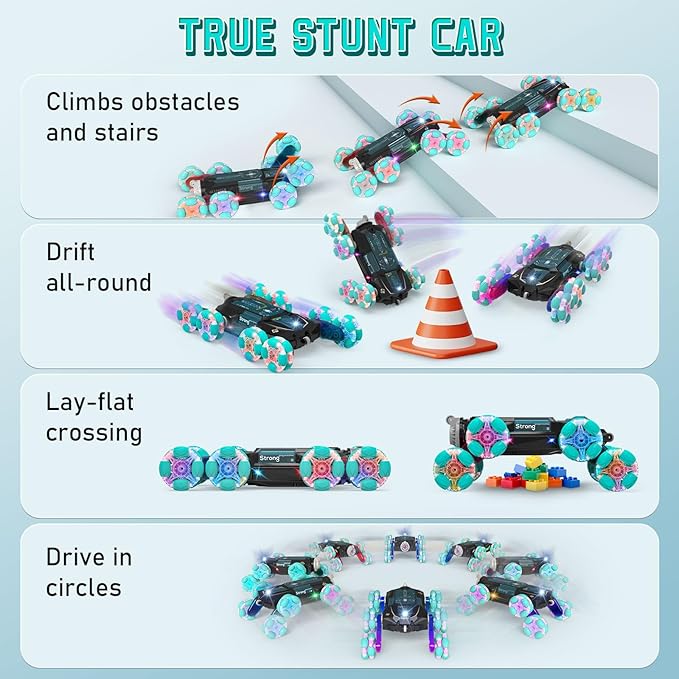 8WD Gesture Sensing Stunt Rc Cars Toys for Boys Age 6-13, Hand Remote Control Climbing Car, Toy for Kids 6 7 8 9 10 11 12+ Years Old Christmas Birthday Coolest Best Gift Ideas for Boy (Black)