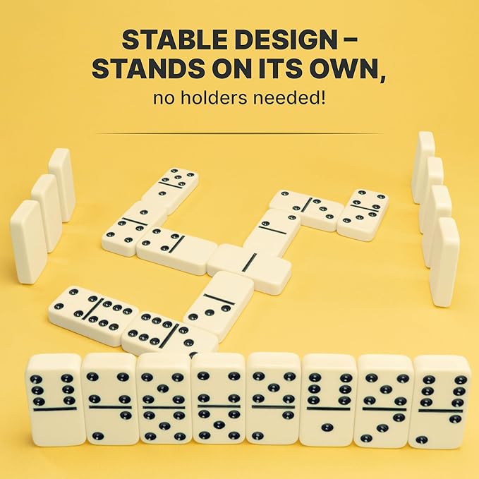 Mega Large 3" Dominoes Set for Adults and Kids – Dominoes Double 6 Classic Board Games – Double Six Domino Set with 28 Tiles and Gift Case, Juegos de Mesa (MEGA)