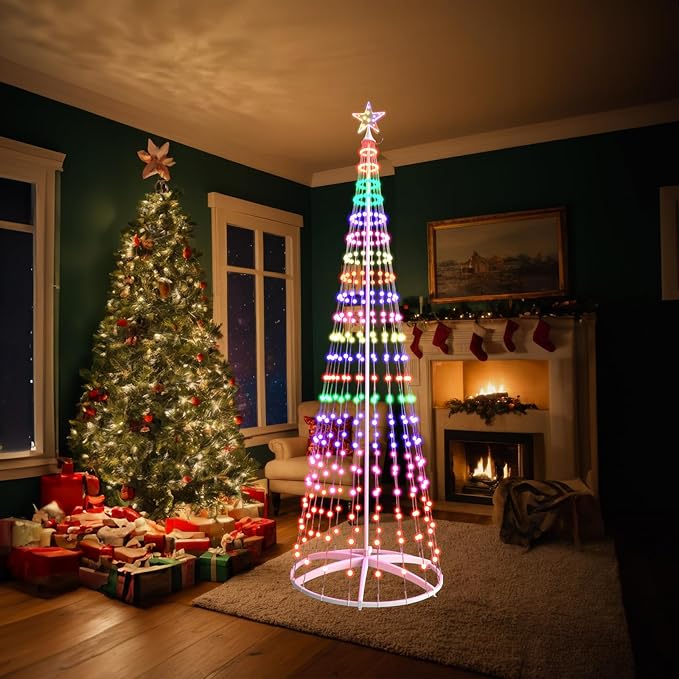 Christmas Tree with Lights, 7.2 FT 352 LED Smart Color Change, Bluetooth App & Remote Control, Timer Music Sync, DIY RGB Outdoor Christmas Tree Show for Christmas Decorations
