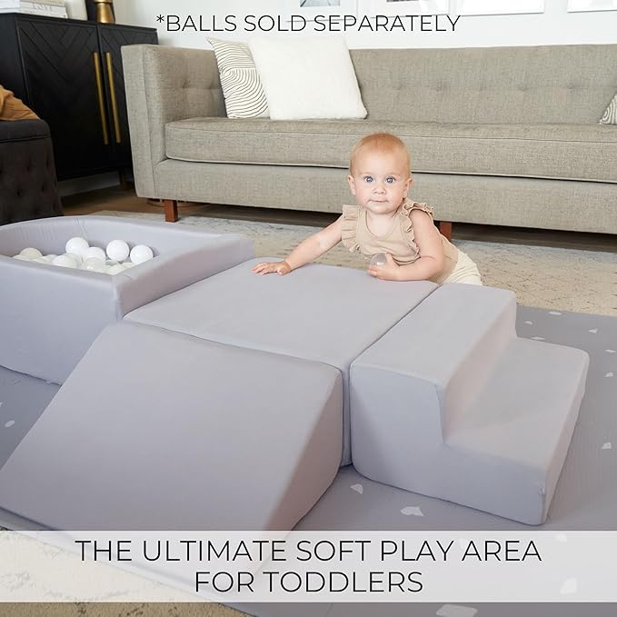 ZICOTO Fun Climbing Toy Set for Toddlers Aged 1-3 - The Perfect Set incl. Ball Pit & Climbing Blocks for Unlimited Indoor Fun - Soft Foam Play Gym for Baby/Kids to Safely Learn New Skills Inside