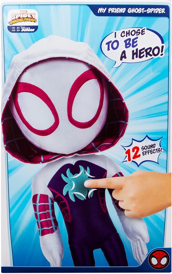 MARVEL Spidey and His Amazing Friends - My Friend Ghost-Spider 16” Plush with Sounds - Superhero Toys for Kids 3 and Up