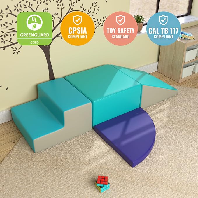 4-Piece Climbing Toys for Toddlers 1-3 Indoor, Lightweight Soft Play Nugget Couch Kids, Foam Blocks Toddler Gym, Soft Play Equipment Climb and Crawl Activity Playset