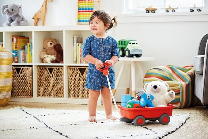 Green Toys Wagon, Orange - Pretend Play, Motor Skills, Kids Outdoor Toy Vehicle. No BPA, phthalates, PVC. Dishwasher Safe, Recycled Plastic, Made in USA.