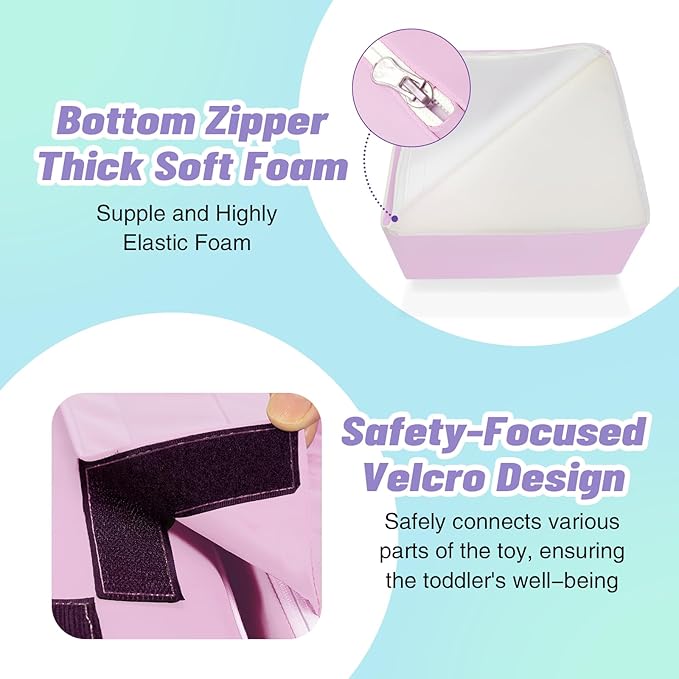 6-Piece Foam Climbing Blocks for Toddlers: PU Leather Colorful Baby Foam Climbing Gym Indoor Toy Building Blocks