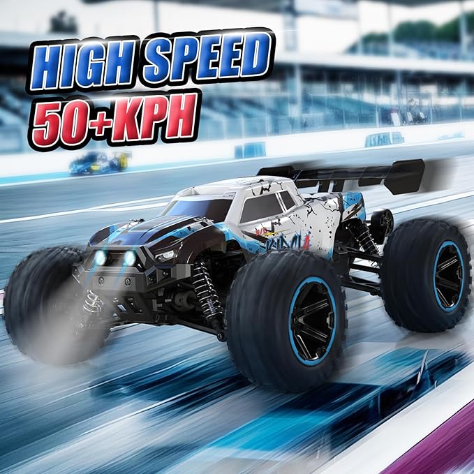 1:14 All Terrain RC Cars, 50 KPH High Speed 4WD RC Truck with 60 Mins Runtime, Fast Remote Control Car with 2S 2000 mAh Rechargeable Batteries, Off Road RC Cars for Adults and Teen Boy Gifts