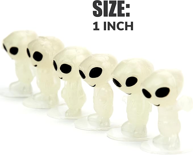 Alien Toys in Capsules - 50 Pcs of 1.1 Inch Plastic Capsules & 1 Inch Glow in The Dark Alien Figurines for Kids - Party Favors - Classroom Prizes - Toys Bulk for Vending Machine Refill
