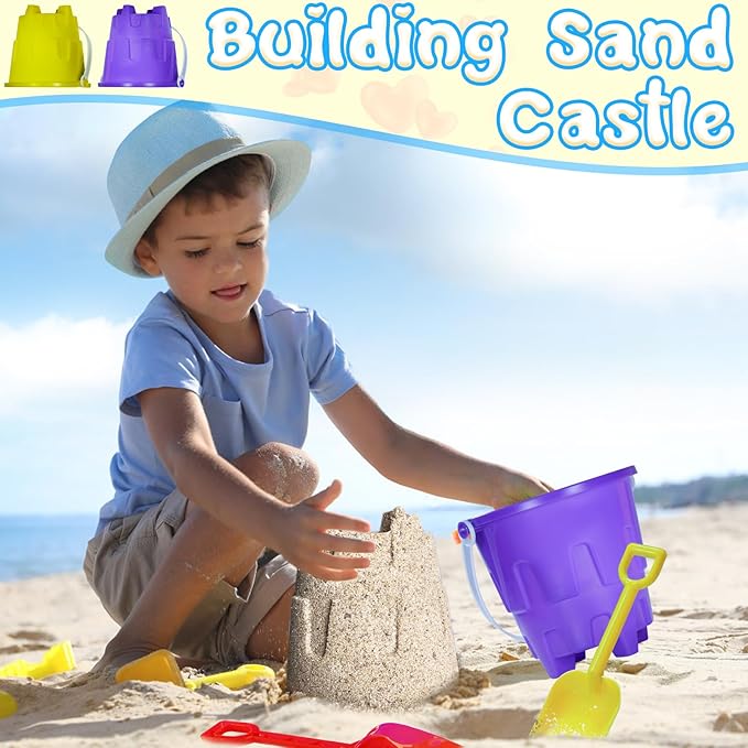 5.63 Inch Sand Castles Beach Buckets and Shovel Set,Sand Bucket Water Bucket for Beach Fun Great Summer Party Accessory(12 Shovels and 12 Pail Buckets)