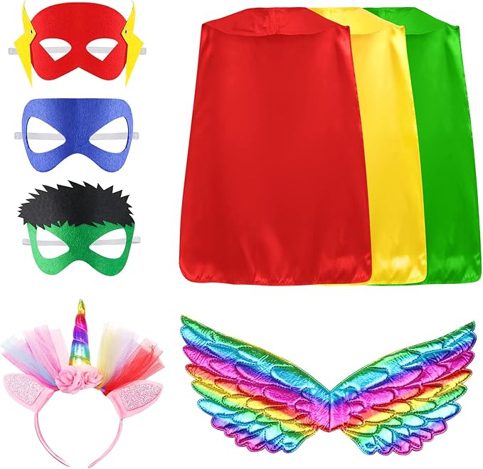 Girls Dress up Trunk Girls Pretend Play Costumes,12pcs Role Play Set with Supergirl Hero Costumes for Toddler Little Girls Ages 3 4 5 6 Years