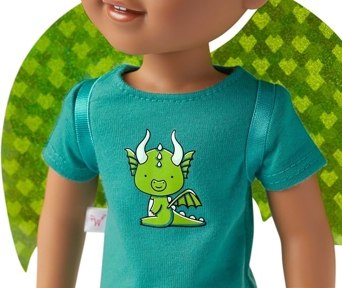 American Girl WellieWishers 14.5-inch Bryant Doll with T-shirt, Shorts, Dragon Wings & Tail, and Boots, For Ages 4+