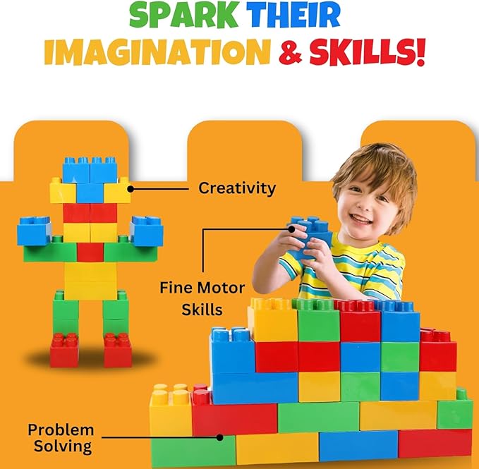 Liberty Imports 24 PCS Giant Building Blocks Starter Set for Toddlers, Plastic Large Building Blocks for Kids Creative Play, Big Stacking Bricks for Children, Kids (Primary Colors)