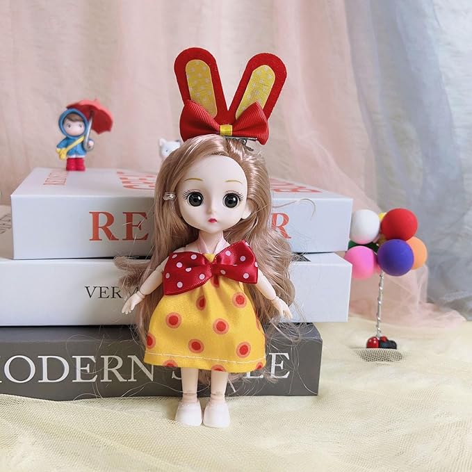 Thcbme 6 Pcs 6 Inch Princess Girl Mini Dolls, Small Princess Dolls, Little Girl Miniature Dolls for 3+ Year Old Girls
