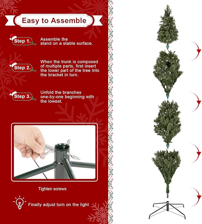 Glitzhome Prelit Christmas Tree, 9ft Artificial Christmas Tree Green Charming Cashmere Slim Pine with 450 Warm White and Multi-Color Globe LED Lights, 9 Function w/Foot Pedal and Remote Control