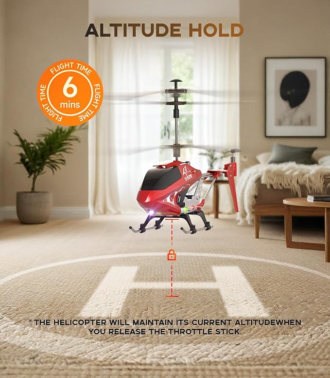 SYMA S107H-E RC Helicopter for Kids and Beginners, Remote Control Helicopter with Altitude Hold, 2 Speed Modes, Whole Alloy Toy for Boys Girls Indoor Outdoor Gift