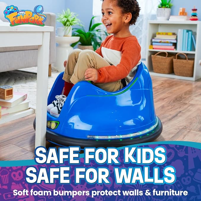 Flybar FunPark Electric Bumper Car 6V for Toddlers, Kids, Baby Ride On Toys, Ages 1.5-4 Years, LED Lights, 360 Degree Spin, Supports up to 66 pounds (No Remote)