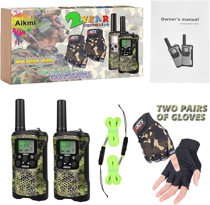 Kids Walkie Talkies Boys Gifts for Kids Aged 5-12 Outdoor Toys 3 Miles Long Range 22 Channel 2 Way Radio fit Adventure Game Hunt Camp Toys 6 7 8 9 Years Old Boys Gifts
