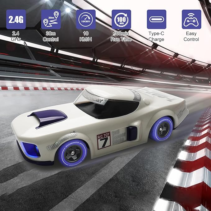 Remote Control Car 2.4GHz RC Drift Car RWD High Speed Model Muscle Car with Cool Lights, Sport Drifting & Steering Control Drift Racing Car, Gift for Adults Kids with Rechargeable Batteries