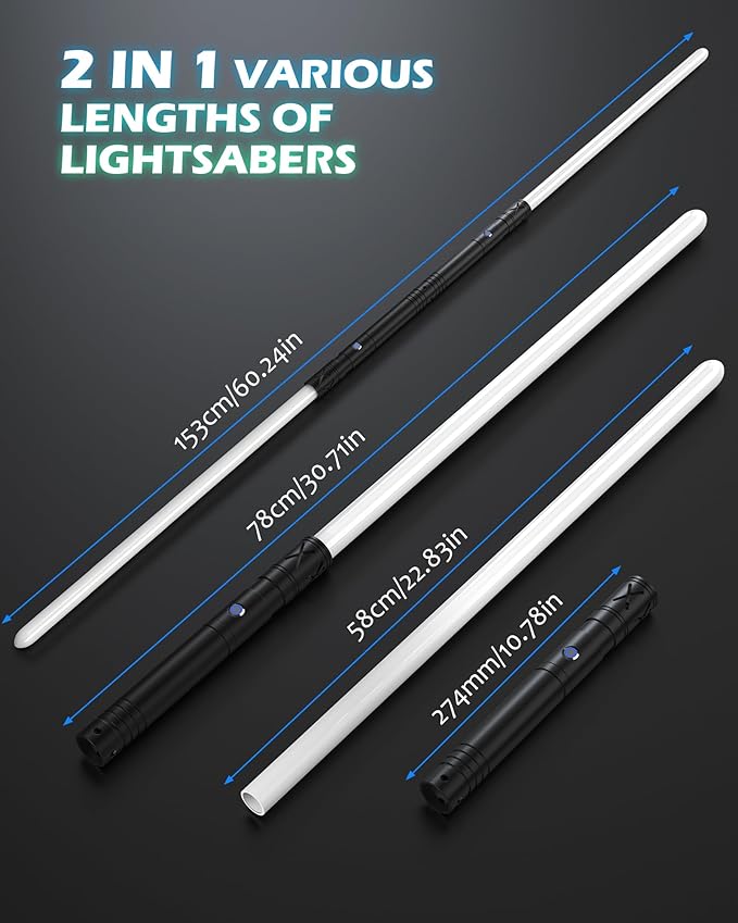 Lightsaber for Dueling 2 Packs Light Sabers with 4 Character Sound Font 12 RGB Colors 2 in 1 Real Lightsabers Toys for Kids/Adult Birthday Gift T029