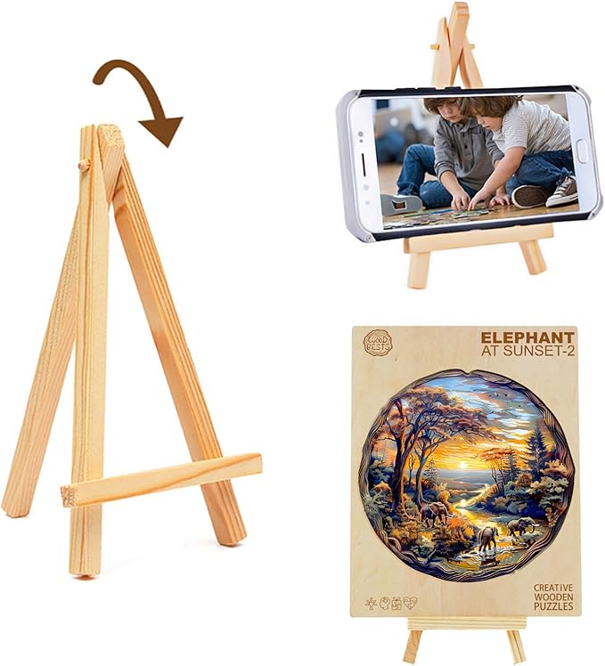 Wooden Puzzles for Adults, Wooden Jigsaw Puzzles for Adults Kids, Elephant at Sunset-2 Unique Shaped Wood Puzzles Adult, Creative Birthday Gifts for Friends Family Game (8.5 * 8.4in 100pcs)