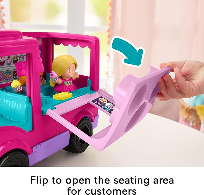 Fisher-Price Little People Barbie Toddler Toy Cupcake Truck Musical Playset with 9 Pieces for Pretend Play Kids Ages 18+ Months