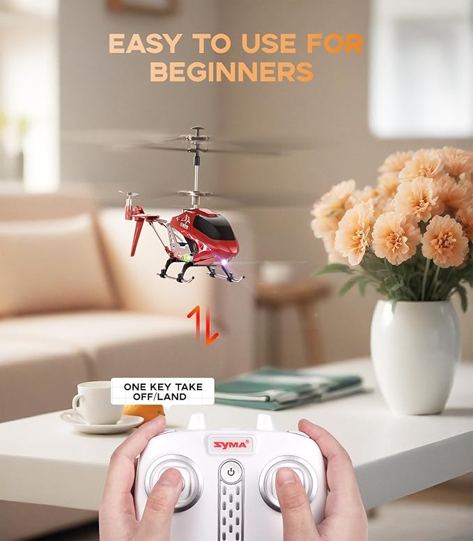 SYMA S107H-E RC Helicopter for Kids and Beginners, Remote Control Helicopter with Altitude Hold, 2 Speed Modes, Whole Alloy Toy for Boys Girls Indoor Outdoor Gift