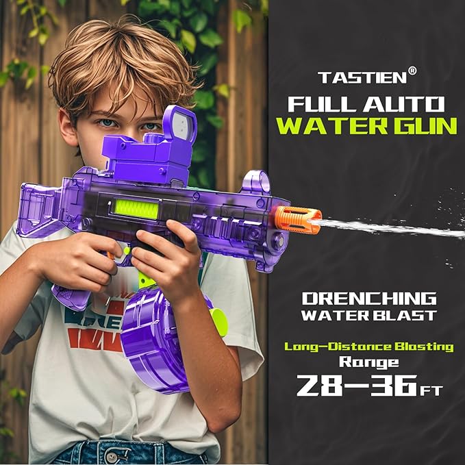 Electric Water Gun for Adults Kids, Automatic Squirt Guns up to 36 FT Range, Large Capacity 540 Super Water Blaster, Full Auto Water Gun for Pool Party Games Water Fighting - Purple