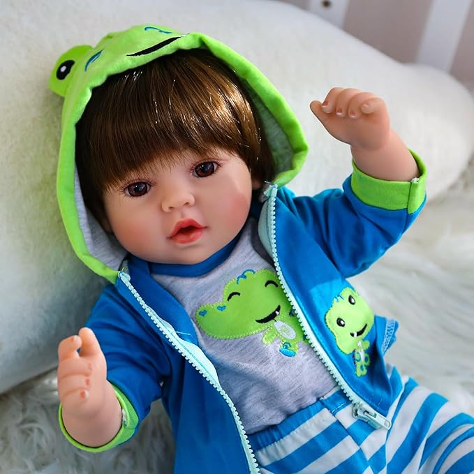 CHAREX Realistic Reborn Baby Dolls Lifelike Weighted Reborn Boy 18 inch Toddler Soft Body Toy Giraffe Gift Set