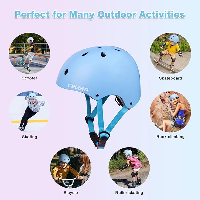 Kids Bike Helmet,Toddler Skateboard Helmets for Ages 2-3-5-8-14 Years Boys Girls,Adjustable Multi-Sport Bicycle Skateboarding Football Roller Skating Scooter Rollerblade Balance Bike Helmet