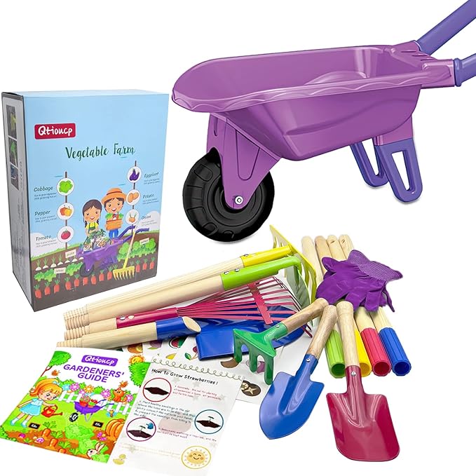 Kids Gardening Tools Outdoor Toys Set Backyard Play with Wheelbarrow Educational STEM Learning Pretend Toys Outdoor Indoor for Toddlers Kids Boys Girls