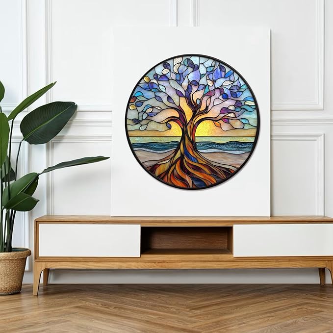 Wooden Puzzle for Adults - 3D Tree of Life Wooden Jigsaw Puzzles 500 Piece, Unique Shaped Challenging Puzzles, Exquisite Packaging, Best Gift Toys for Family Friends 16.5x16.5 in