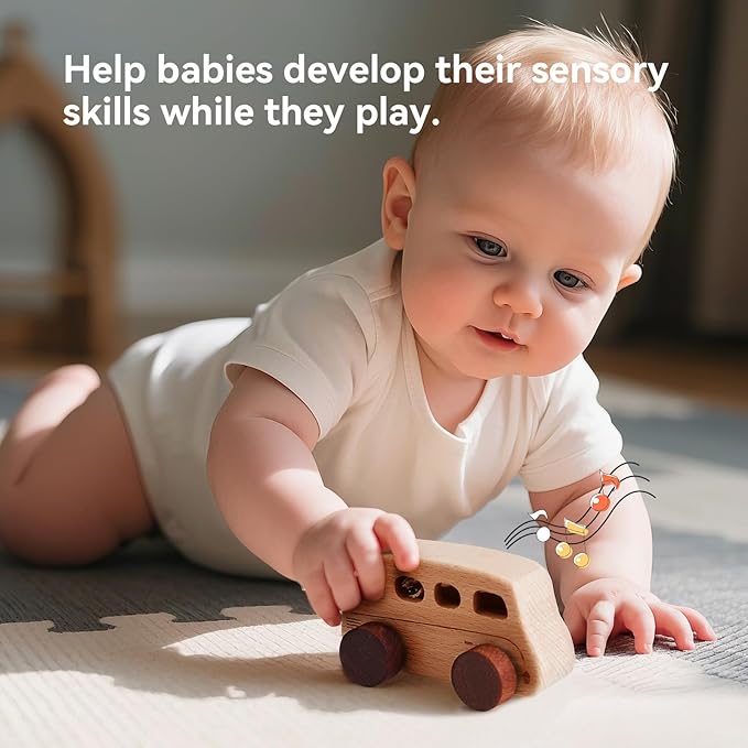 WOODEN TEETHER 3pcs Wooden Cars for Toddlers 1-3 Years Car Toys for Babies Wooden Baby Toys Include Car Boat Airplane,Ideal Gift for Girls and Boys