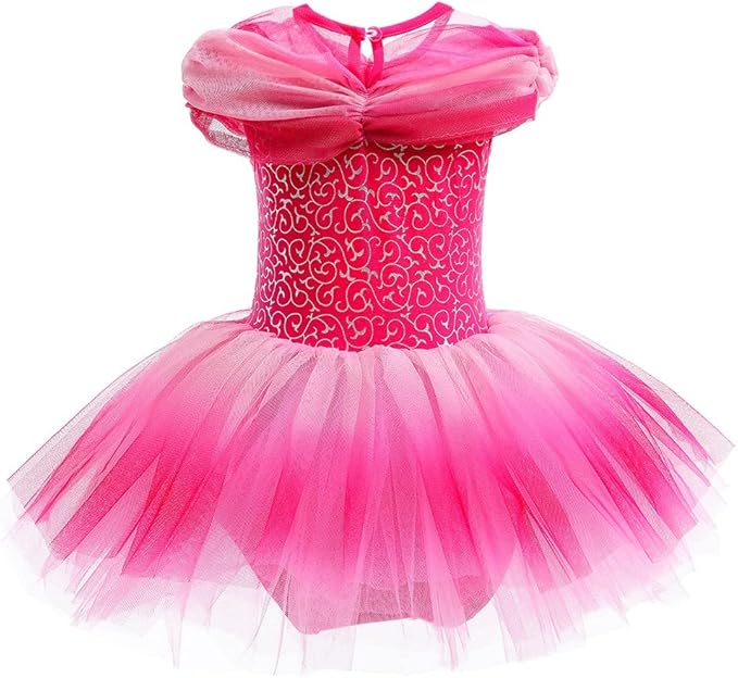 DYMCII Baby Girls Princess Ballet Dress Short Sleeve Leotards Skirted Tutu Dancewear Halloween Christmas Party Fancy Costume