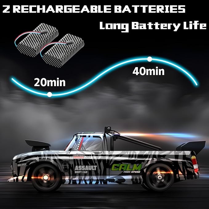 RC Drift Car, 1:12 Full Scale Fast RC Cars with Gyroscope, 2.4GHz 35KM/H High Speed Performance Remote Control Car, RTR 4WD Drift Racing Vehicle with Lights Adults Boys Gift, 2 Rechargeable Batteries