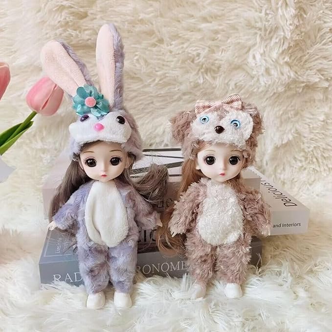 4 Pcs 6 Inch Princess Girl Mini Cute Dolls, Sister Small Princess, Miniature Little Girl for 3+ Year Old Girls
