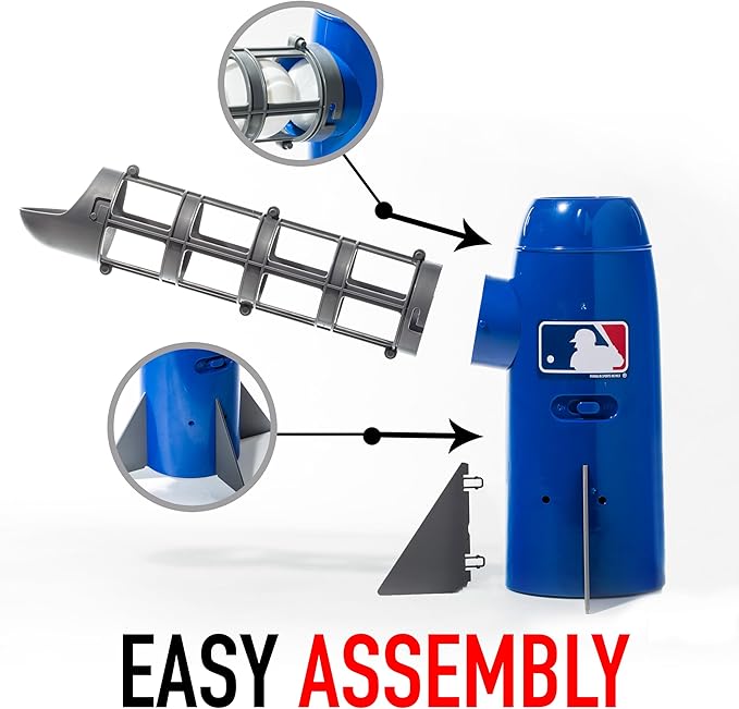 Franklin Sports MLB Kids Pitching Machine - POP ROCKET Kids Baseball Trainer - Includes 5 Plastic Baseballs & Baseball Bat, Multicolor Medium