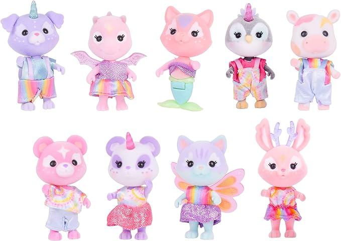 Sunny Days Entertainment Honey Bee Acres Rainbow Ridge Pals – 9 Miniature Flocked Dolls | Small Fantasy Collectible Figures | Pretend Play Toys for Kids