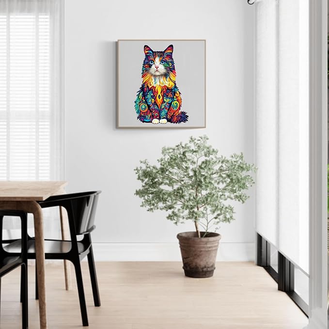 Wooden Puzzles for Adults, Wooden Jigsaw Puzzles for Adults Kids, Colorful Ragdoll Cat-2 Unique Shaped Wood Puzzles Adult, Creative Birthday Gifts for Friends Family Game (13.4 * 9.2in 195pcs)