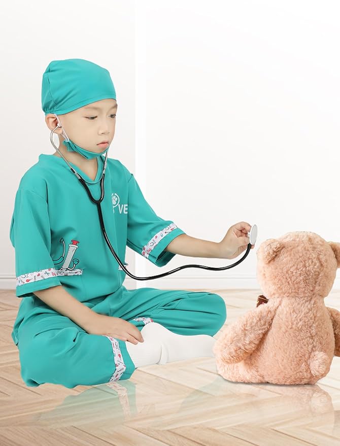 ANPHILE Kids Veterinarian Costume, Kids Doctor Vet Costume Outfit Pretend Play Dress Up Set for Career Day